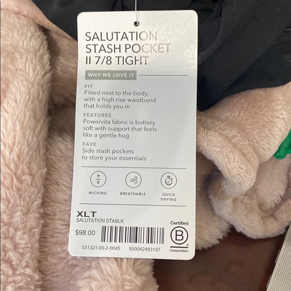 NWT Athleta Salutation Stash Pocket II 7/8 //Black - Picture 6 of 8